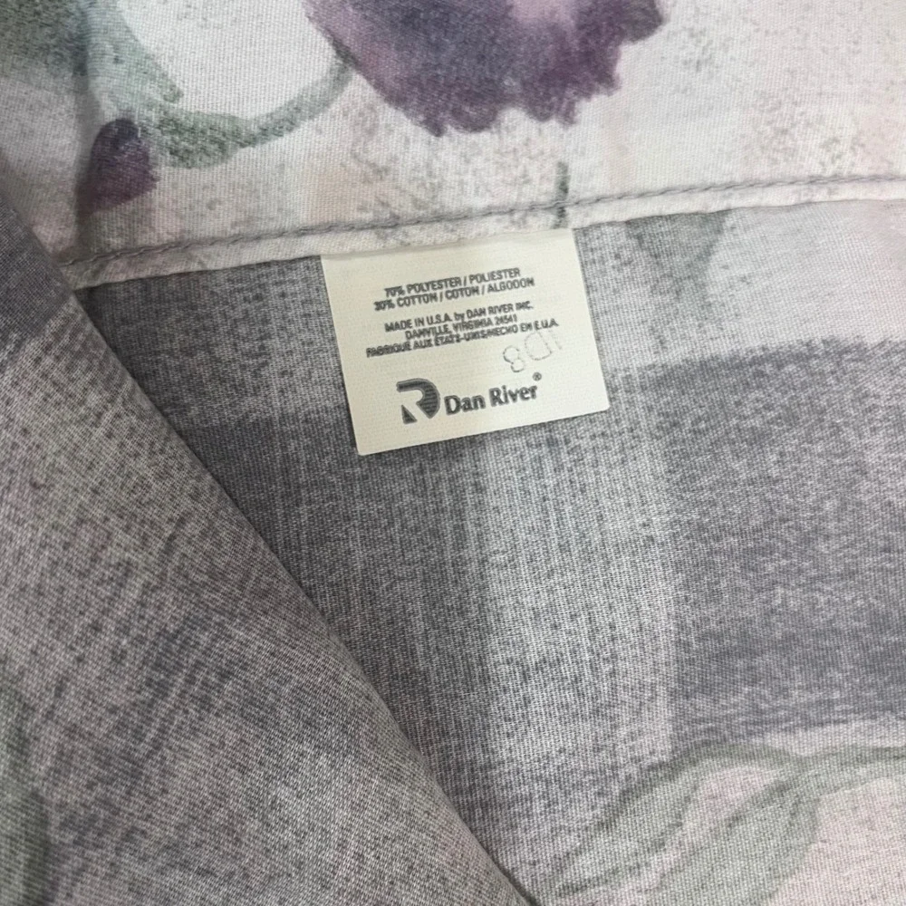Vtg Dan River Purple Floral Sage Scroll Curtain Panels 40x84 Set of 2 USA Made